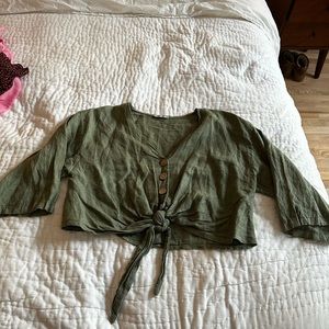 Forest Green Italian Crop Top